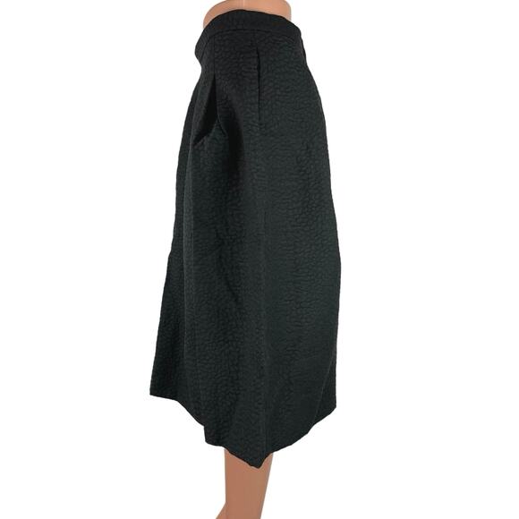 H&M Women's Black Flared Pleated Business Career Zipper Midi A-line Skirt Size 8 - Picture 2 of 5